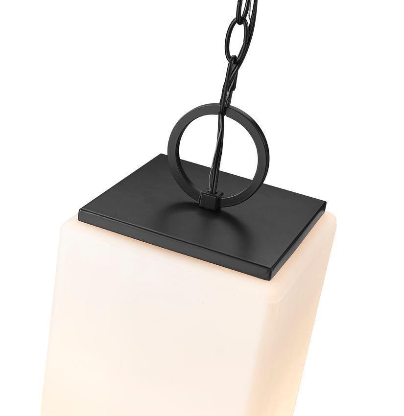 Black Aluminum Frame with Rectangular Glass Shade Outdoor Pendant - LV LIGHTING