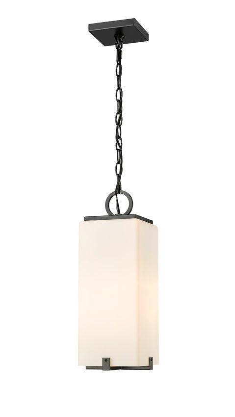Black Aluminum Frame with Rectangular Glass Shade Outdoor Pendant - LV LIGHTING