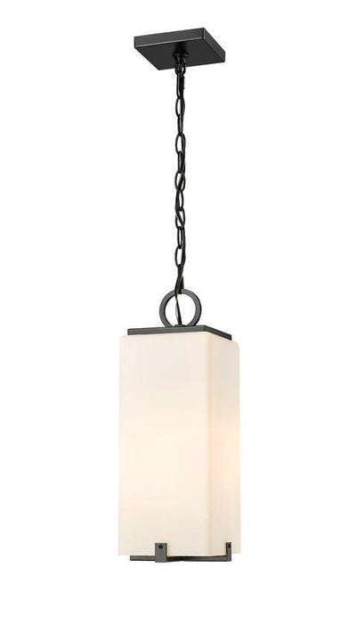 Black Aluminum Frame with Rectangular Glass Shade Outdoor Pendant - LV LIGHTING