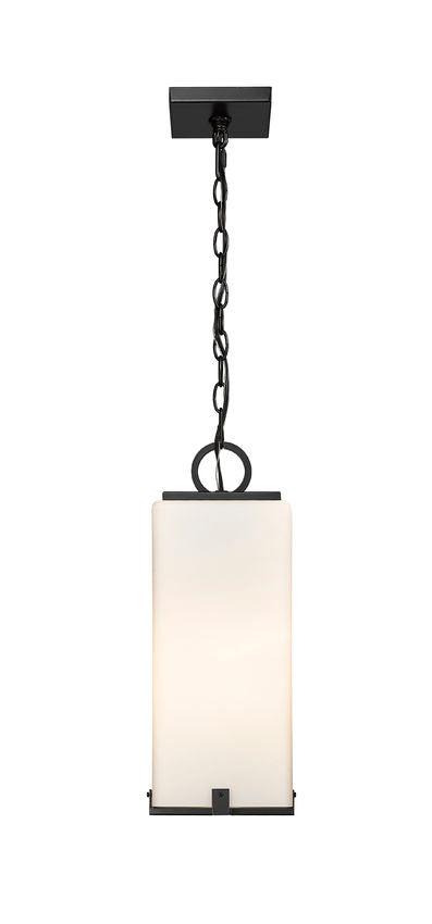 Black Aluminum Frame with Rectangular Glass Shade Outdoor Pendant - LV LIGHTING