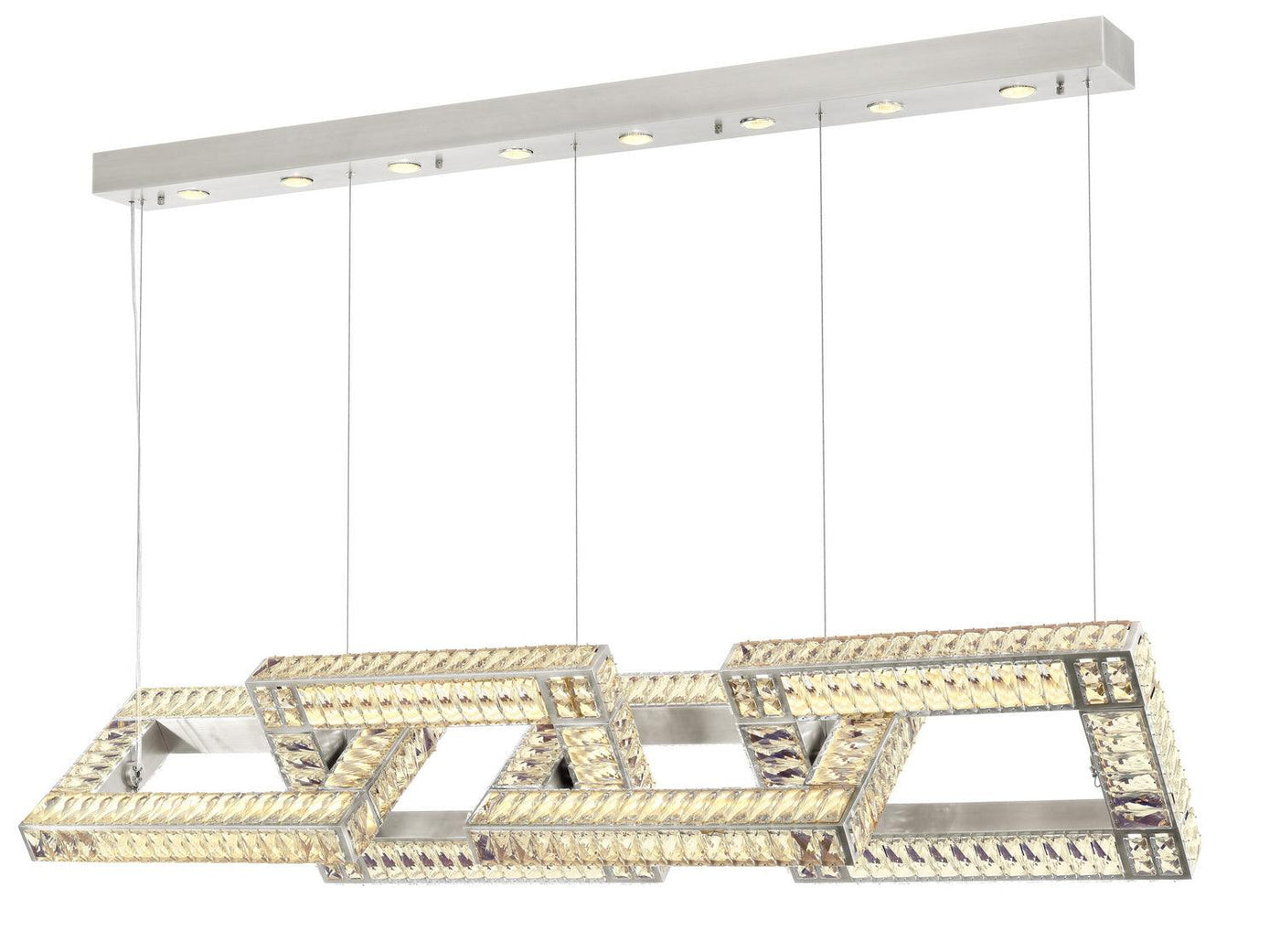 LED Rectangular Interlock Frame with Clear Crystal Linear Chandelier - LV LIGHTING