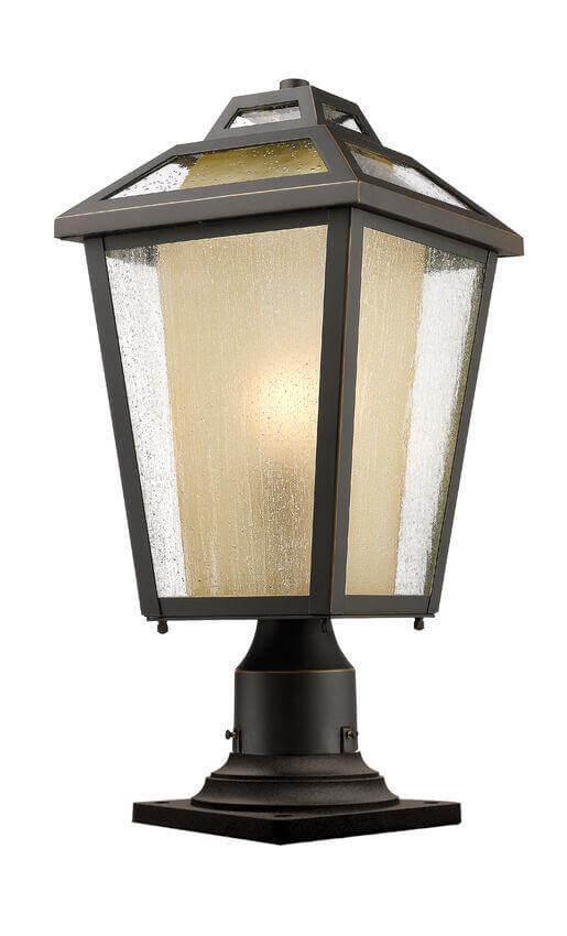 Aluminum with Glass Shade Outdoor Pier Mount - LV LIGHTING