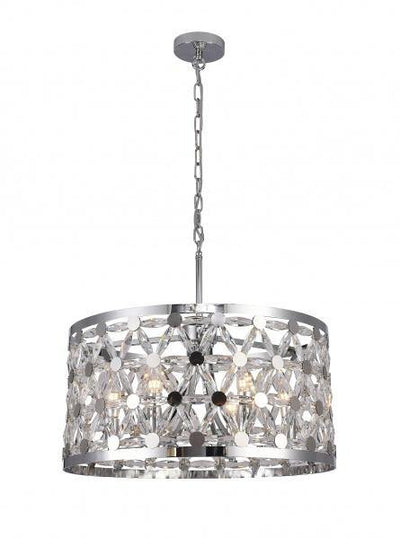 Steel Round Frame with Clear Star Crystal Chandelier - LV LIGHTING