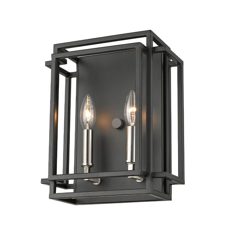 Steel with Rectangle Caged 2 Light Wall Sconce - LV LIGHTING