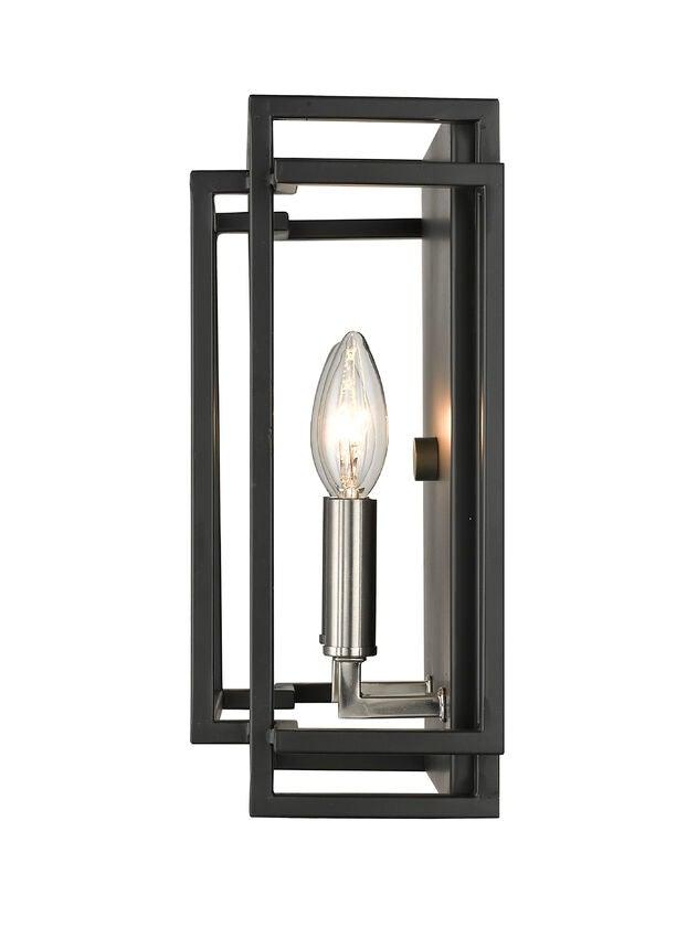Steel with Rectangle Caged 2 Light Wall Sconce - LV LIGHTING