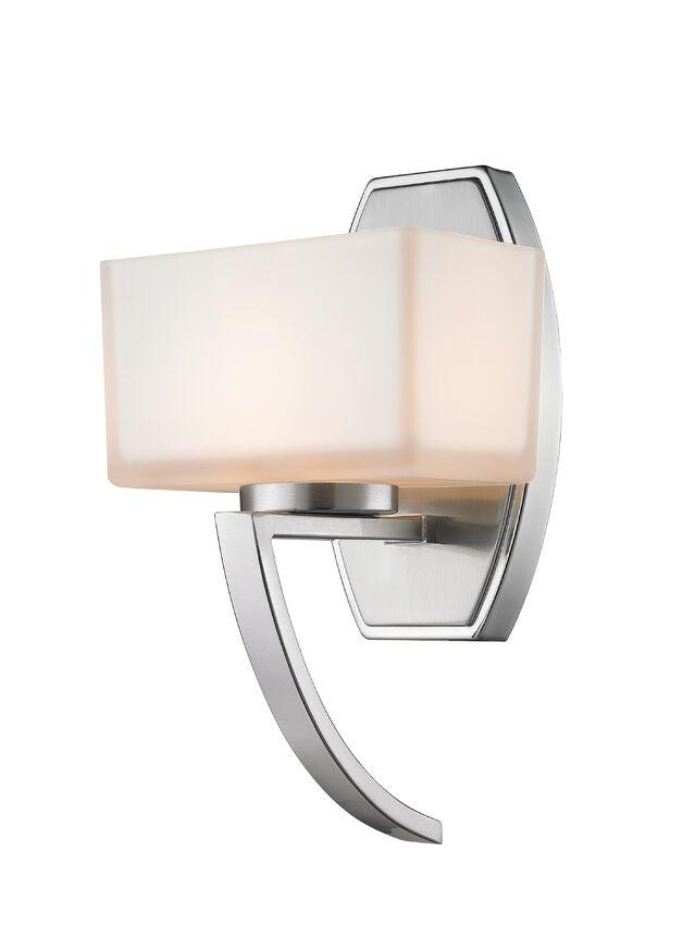 Steel with Rectangle Matte Opal Glass Shade Single Light Wall Sconce - LV LIGHTING