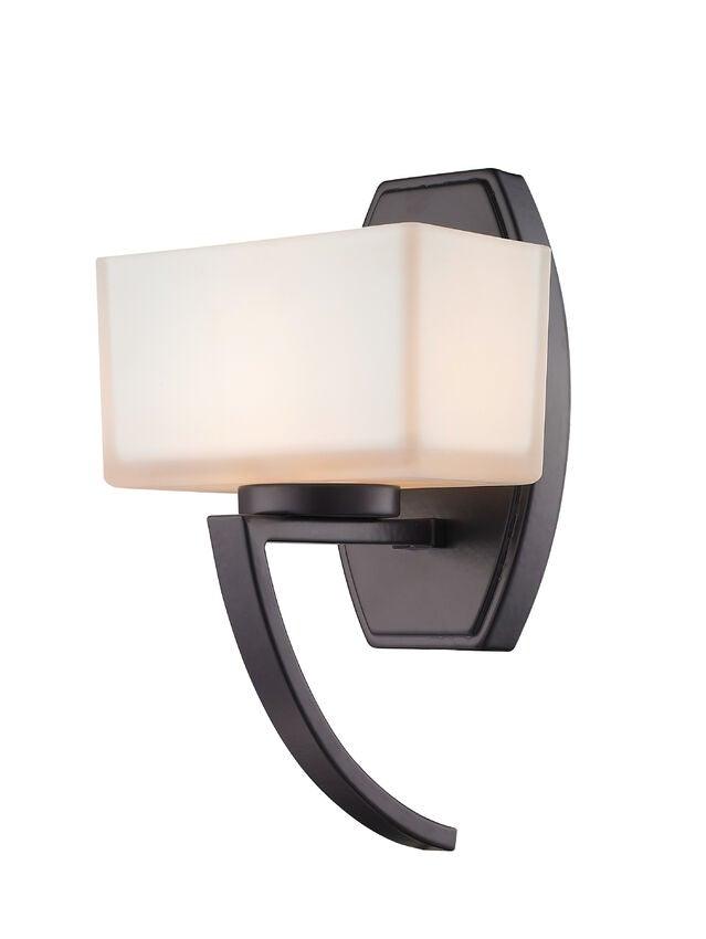 Steel with Rectangle Matte Opal Glass Shade Single Light Wall Sconce - LV LIGHTING