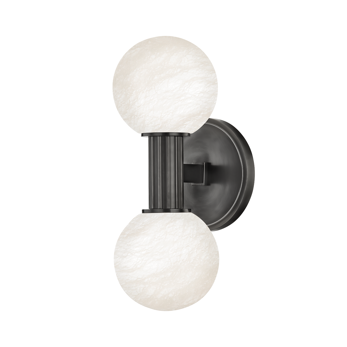 Steel with Alabaster Orb Shade 2 Light Wall Sconce