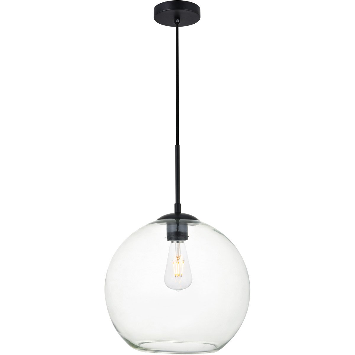 Black with Clear Glass Pendant - LV LIGHTING