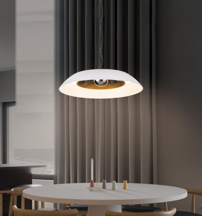 LED Matte White Shade with Acrylic Diffuser Pendant
