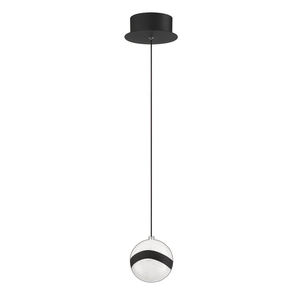 LED Black with Acrylic Globe Single Light Pendant - LV LIGHTING