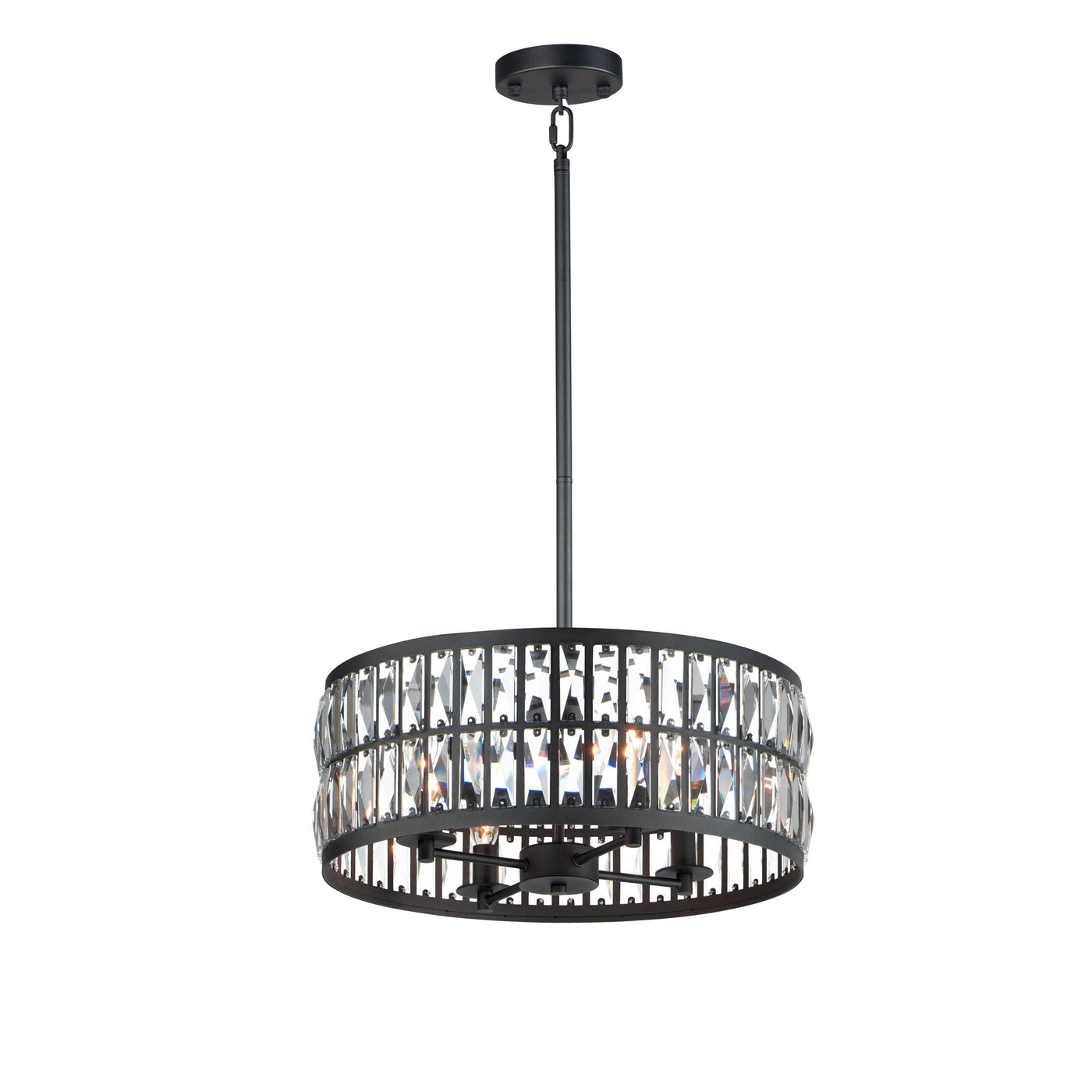 Black with Crystal 4 Light Chandelier - LV LIGHTING