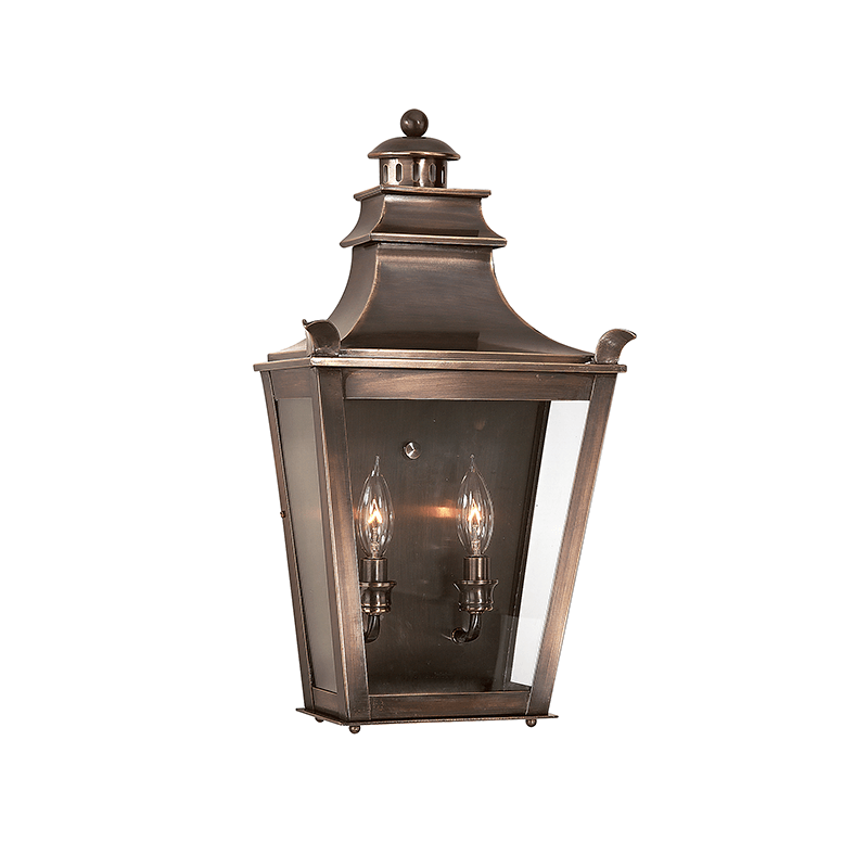 English Bronze with Clear Glass Shade Outdoor Wall Sconce - LV LIGHTING