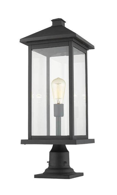Aluminum Clean Frame with Glass Shade Outdoor Pier Mount - LV LIGHTING