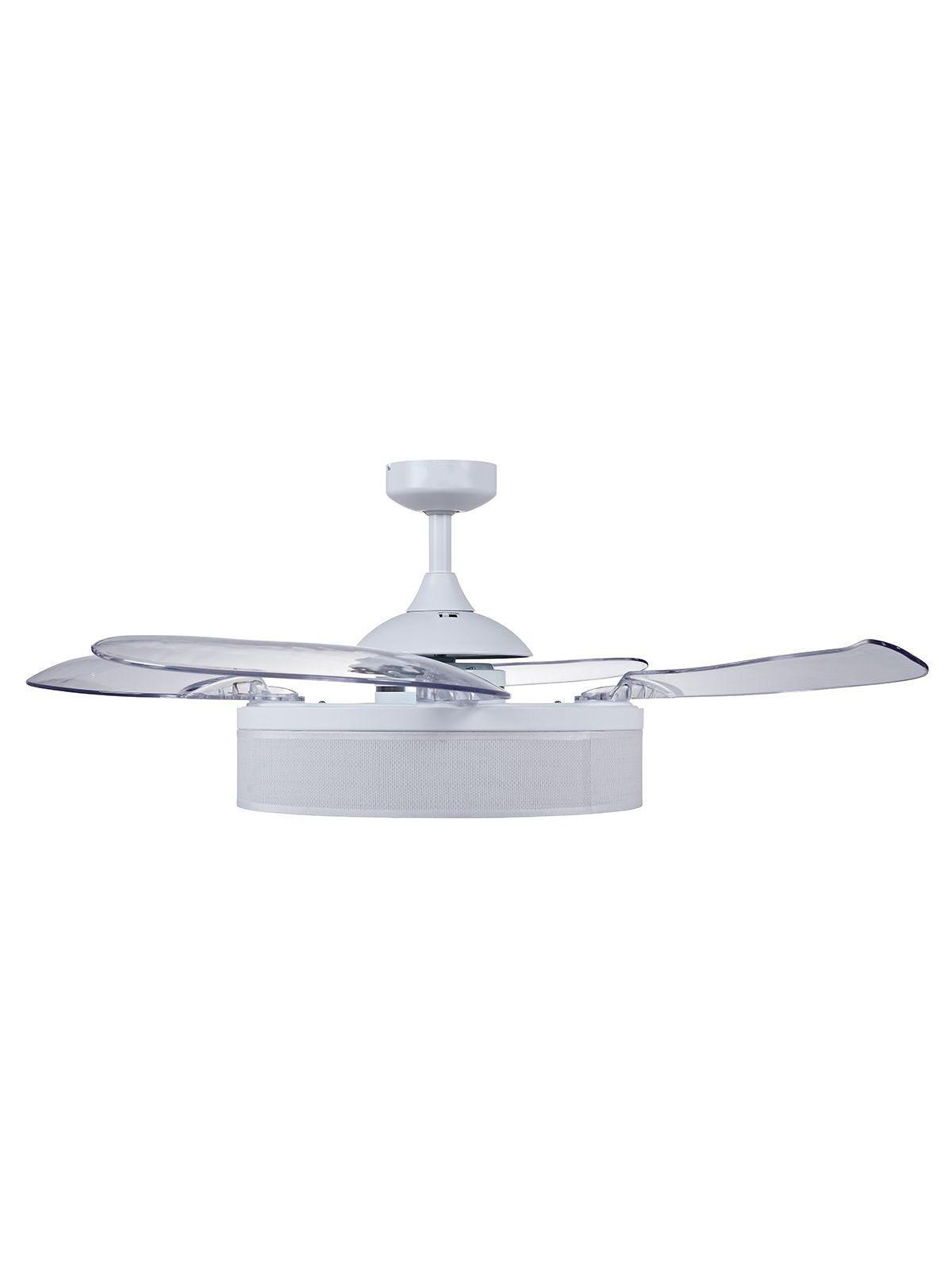 Steel with Fabric Drum Shade and Retractable Blade Ceiling Fan - LV LIGHTING