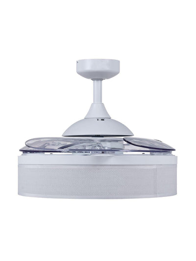 Steel with Fabric Drum Shade and Retractable Blade Ceiling Fan - LV LIGHTING