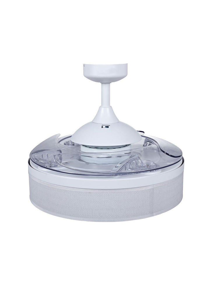 Steel with Fabric Drum Shade and Retractable Blade Ceiling Fan - LV LIGHTING