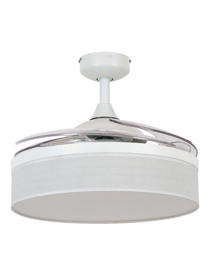 Steel with Fabric Drum Shade and Retractable Blade Ceiling Fan - LV LIGHTING