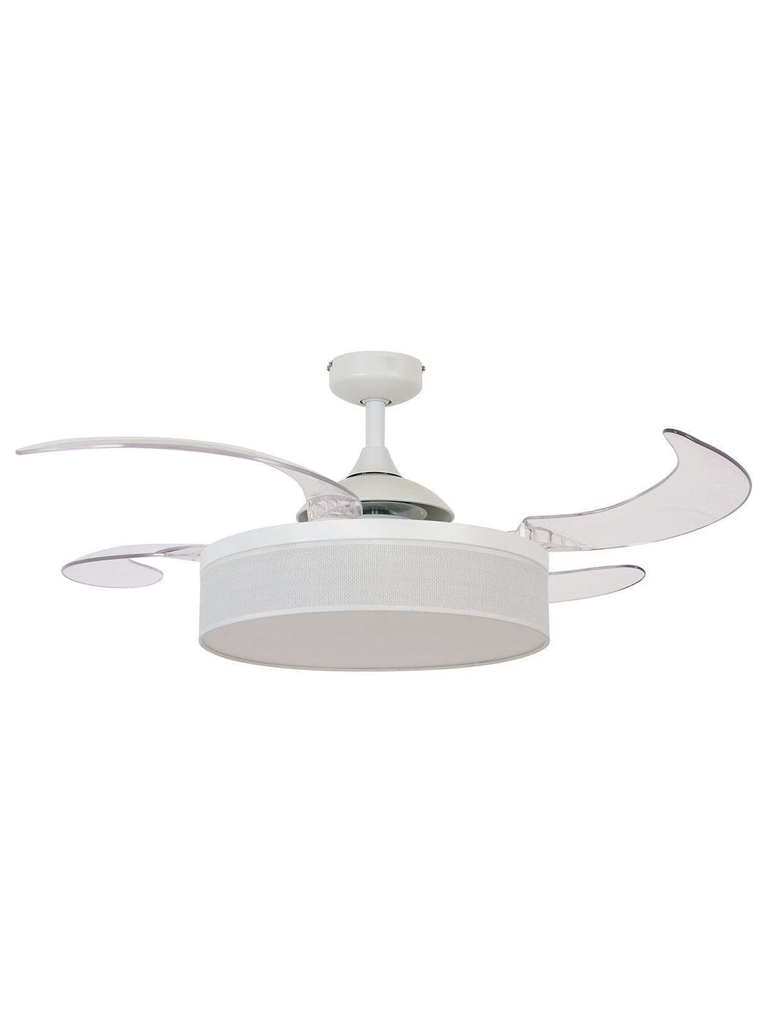 Steel with Fabric Drum Shade and Retractable Blade Ceiling Fan - LV LIGHTING