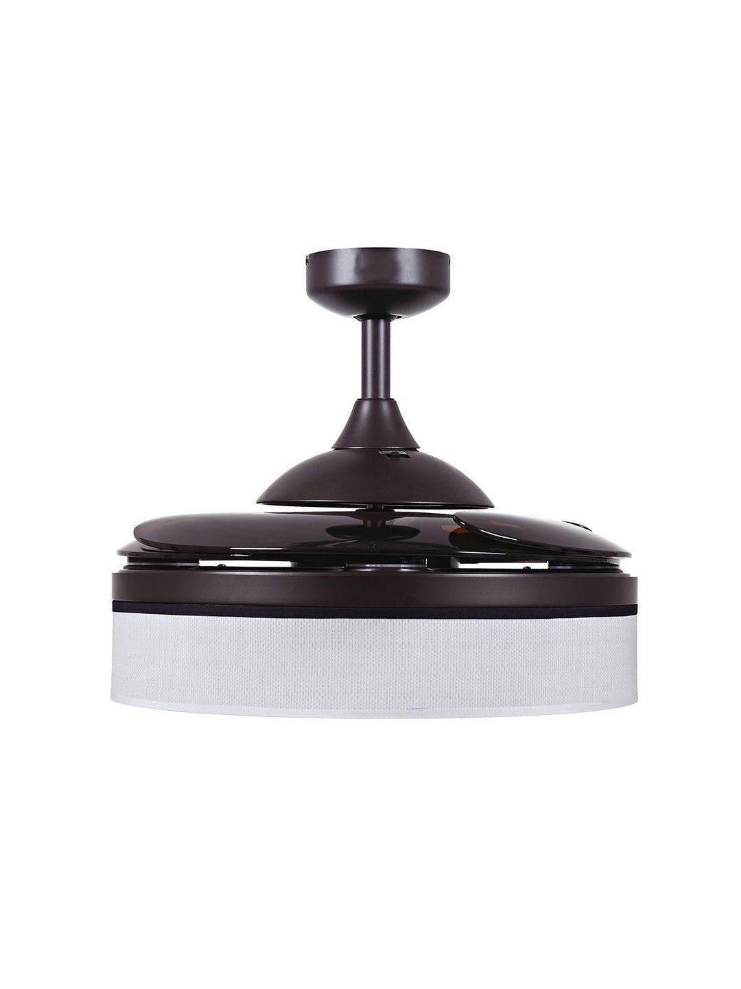 Steel with Fabric Drum Shade and Retractable Blade Ceiling Fan - LV LIGHTING