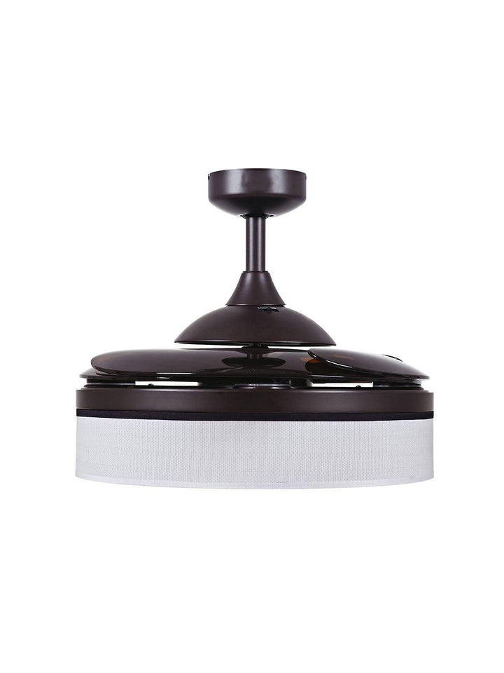 Steel with Fabric Drum Shade and Retractable Blade Ceiling Fan - LV LIGHTING