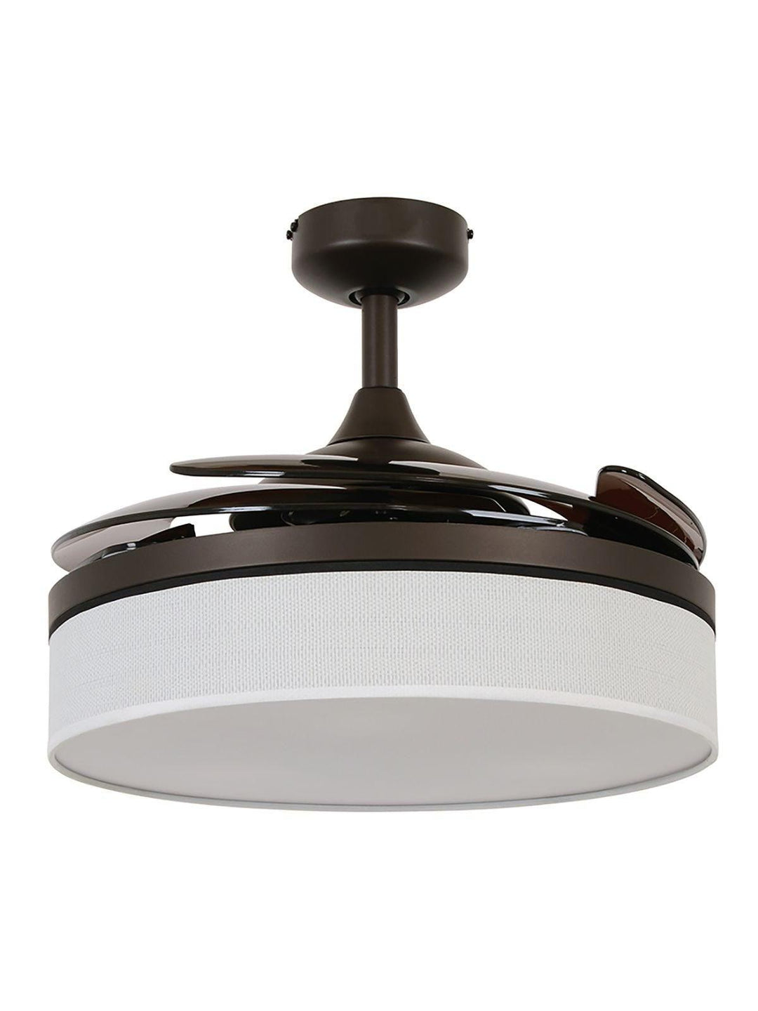 Steel with Fabric Drum Shade and Retractable Blade Ceiling Fan - LV LIGHTING
