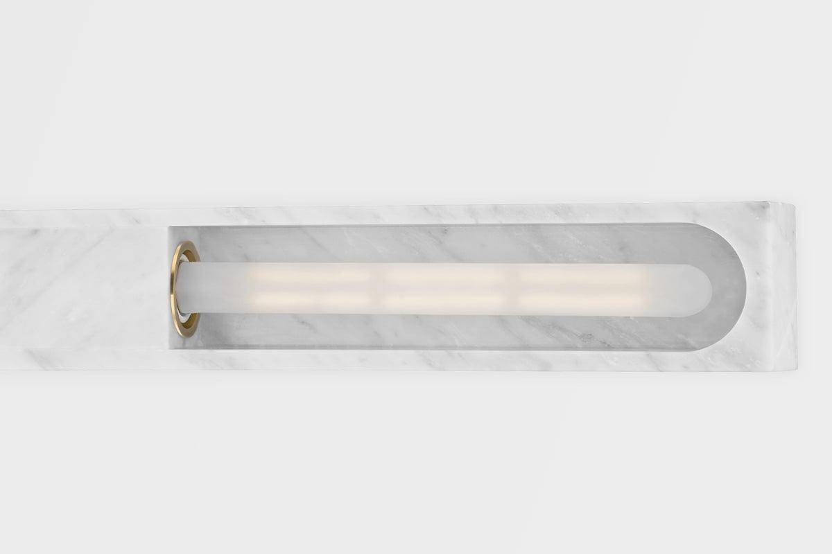 White Marble Frame with Aged Brass 2 Light Wall Sconce - LV LIGHTING