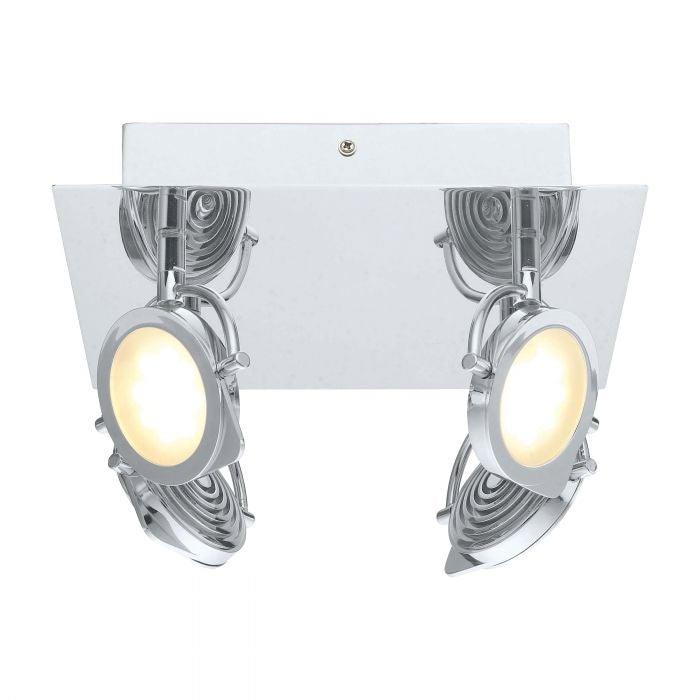 LED Chrome with Satin Glass Shade Spot Flush Mount - LV LIGHTING