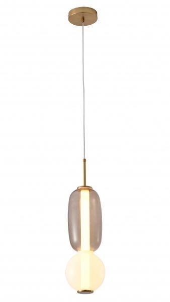 LED Gold Trim with Grey and White Glass Shade Pendant - LV LIGHTING