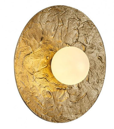 LED Brass Disk with Opal White Glass Shade Wall Sconce - LV LIGHTING