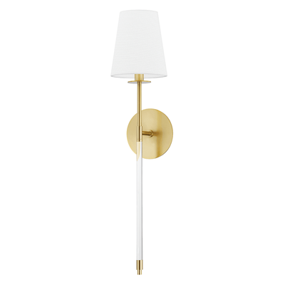 Steel and Crystal Rod with White Fabric Shade Wall Sconce - LV LIGHTING