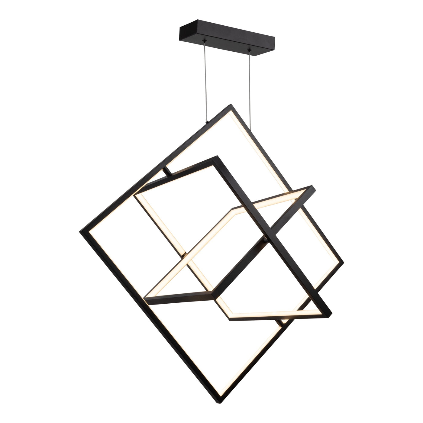 LED Matte Black Cubic Frame with Acrylic Diffuser Adjustable Chandelier