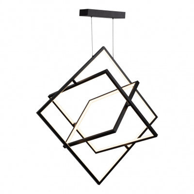 LED Matte Black Cubic Frame with Acrylic Diffuser Adjustable Chandelier