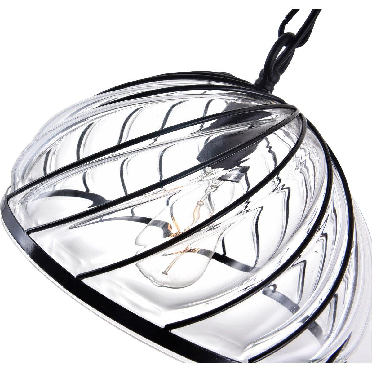Black with Swirl Clear Glass Shade Pendant - LV LIGHTING