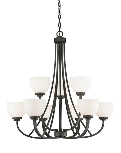 Steel Sweeping Arm with Opal Glass Shade 2 Tier Chandelier - LV LIGHTING