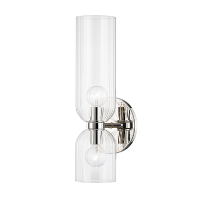 Steel with Clear Cylindrical Glass Shade Wall Sconce