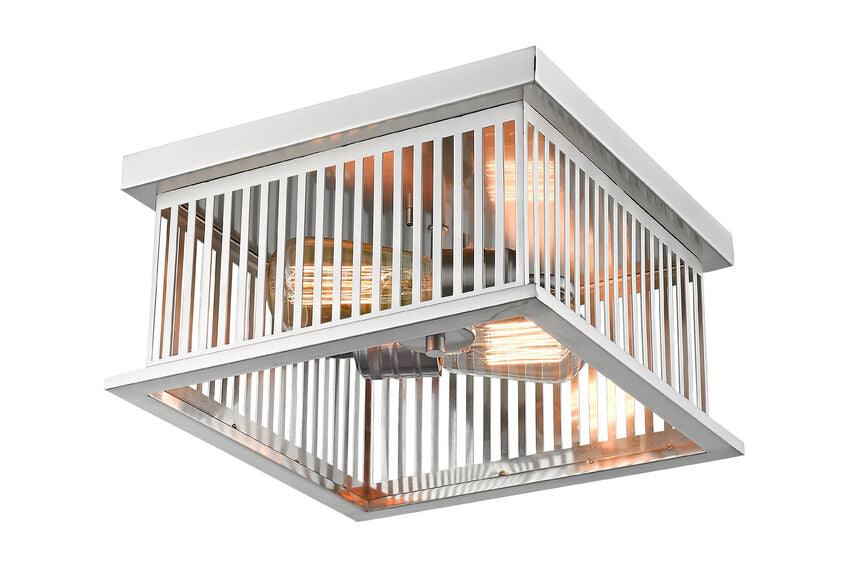Steel with Linear Grill Shade Square Flush Mount - LV LIGHTING