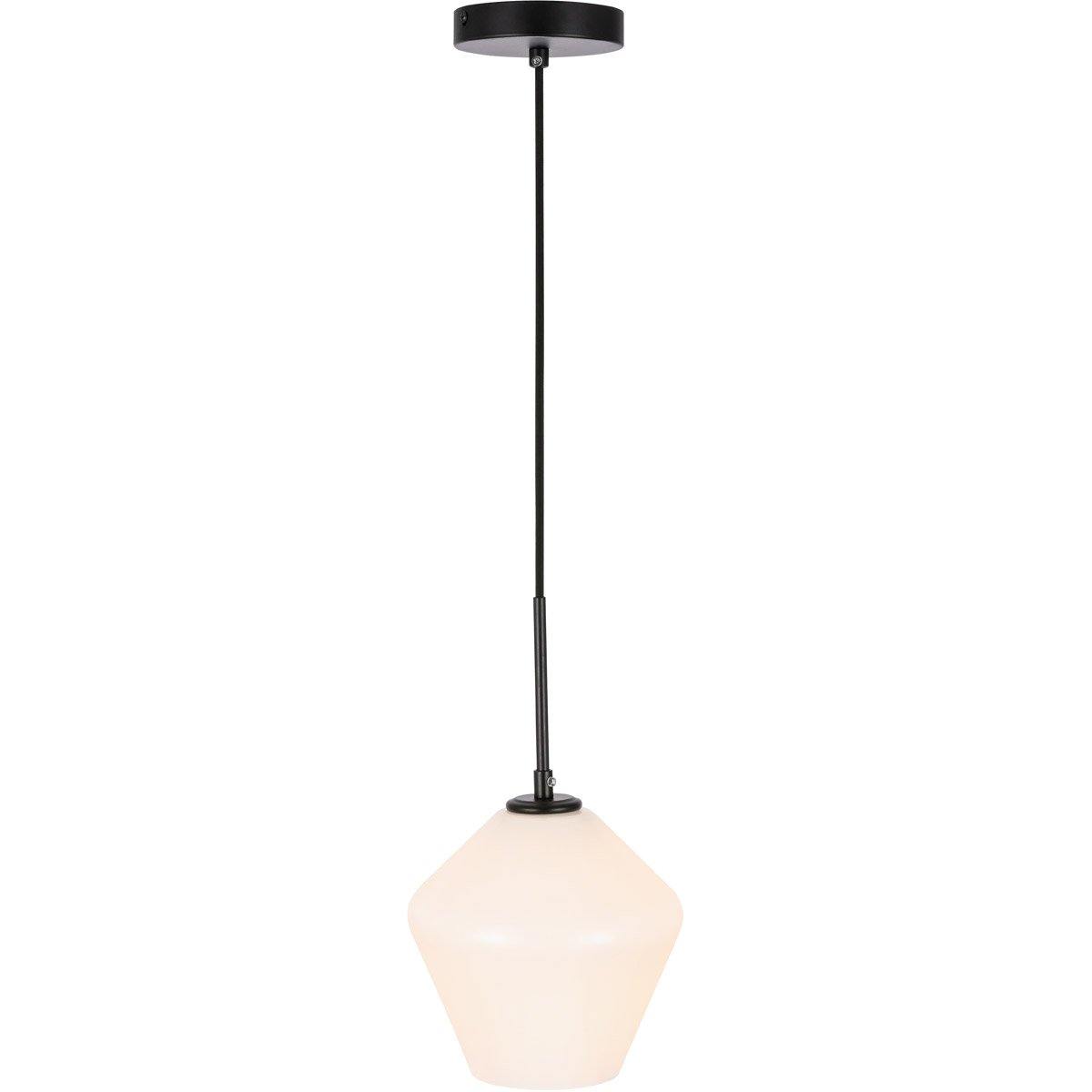 Black with Frosted Glass Single Light Pendant - LV LIGHTING