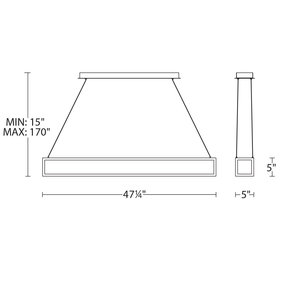 LED Aluminum Rectangular Frame Linear Pendant - LV LIGHTING