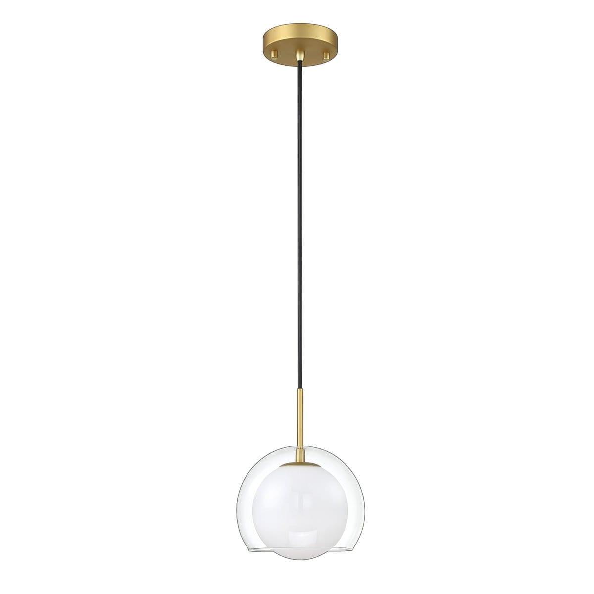 Black with Clear Shade and Frosted Globe Single Light Pendant - LV LIGHTING