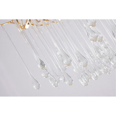 Gold Aluminum Ring Branch with Clear Glass Drop Chandelier - LV LIGHTING