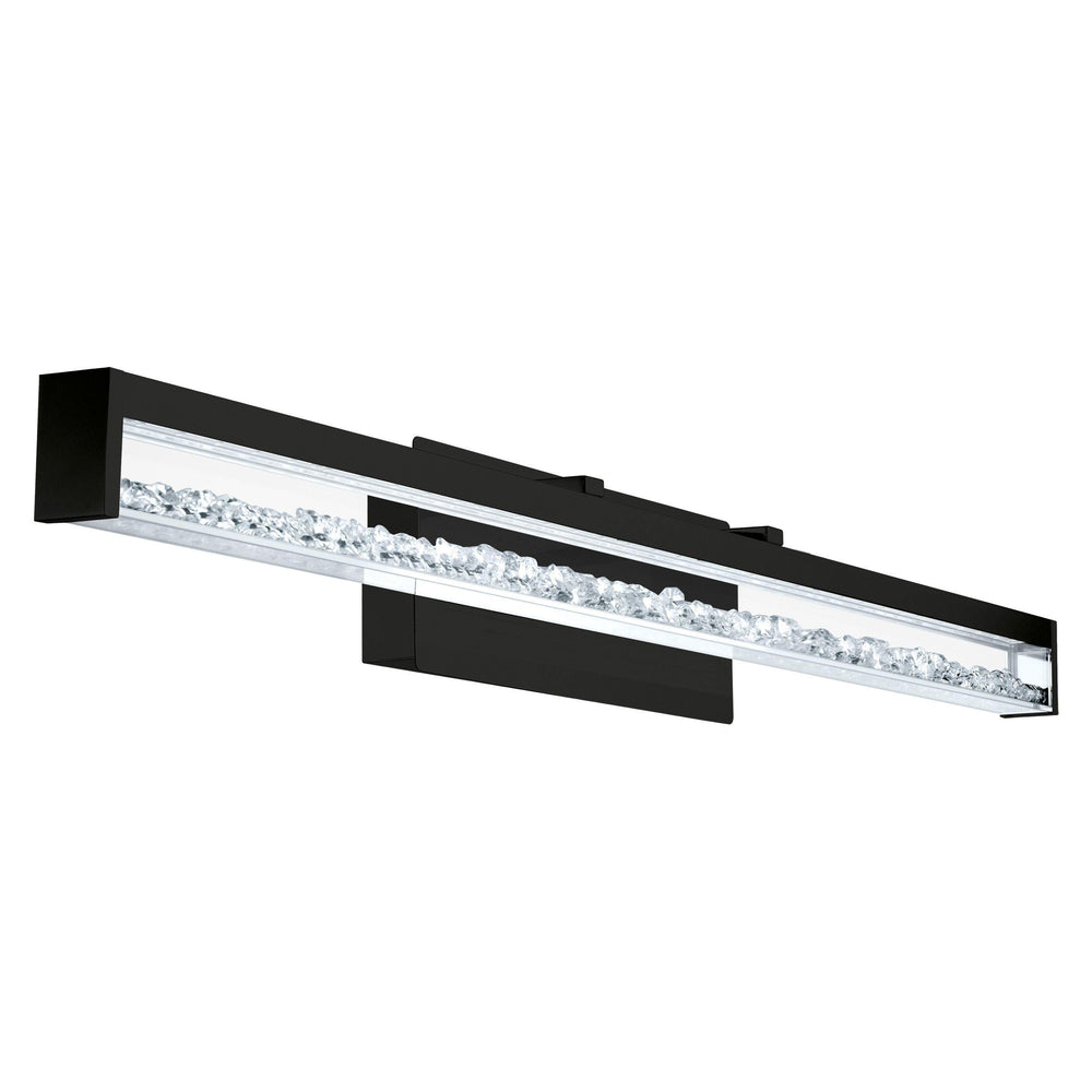 Black with Crystal and Clear Glass Shade Vanity Light - LV LIGHTING
