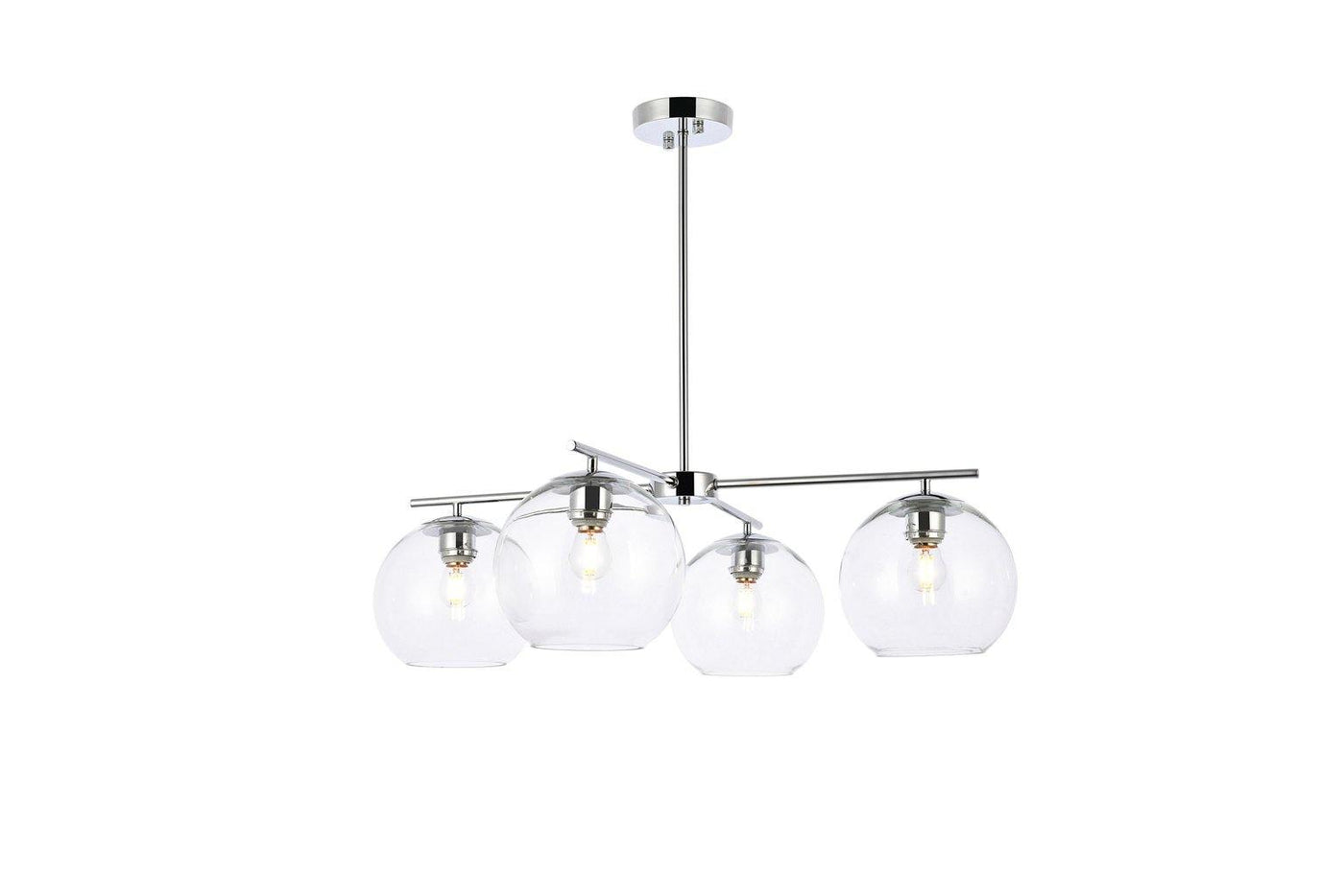 Chrome with Quad Clear Shade Chandelier - LV LIGHTING