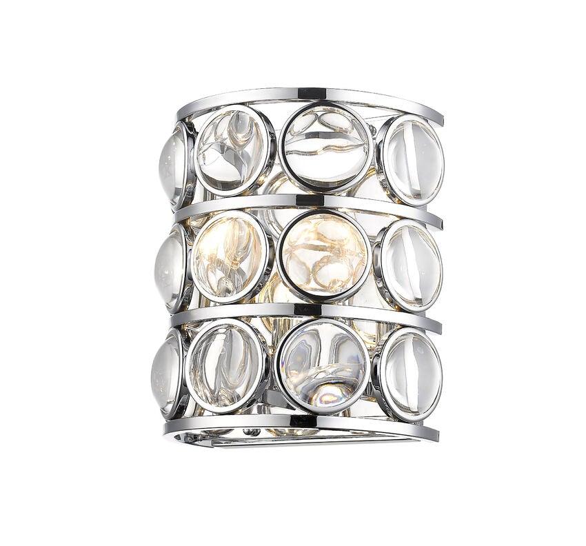 Chrome with Clear Round Crystal Wall Sconce - LV LIGHTING