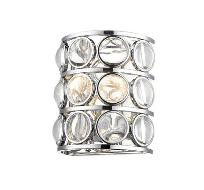 Chrome with Clear Round Crystal Wall Sconce - LV LIGHTING