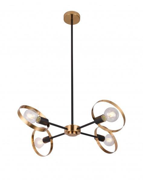 Black and Brushed Brass Ring with Adjustable Arms Chandelier - LV LIGHTING