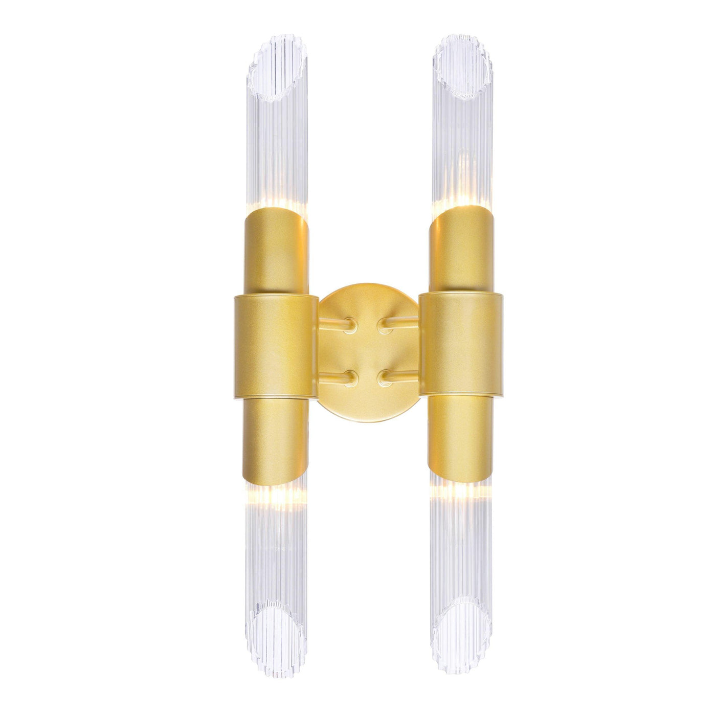 Satin Gold with Glass Tube Shade Wall Sconce - LV LIGHTING