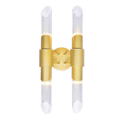 Satin Gold with Glass Tube Shade Wall Sconce - LV LIGHTING