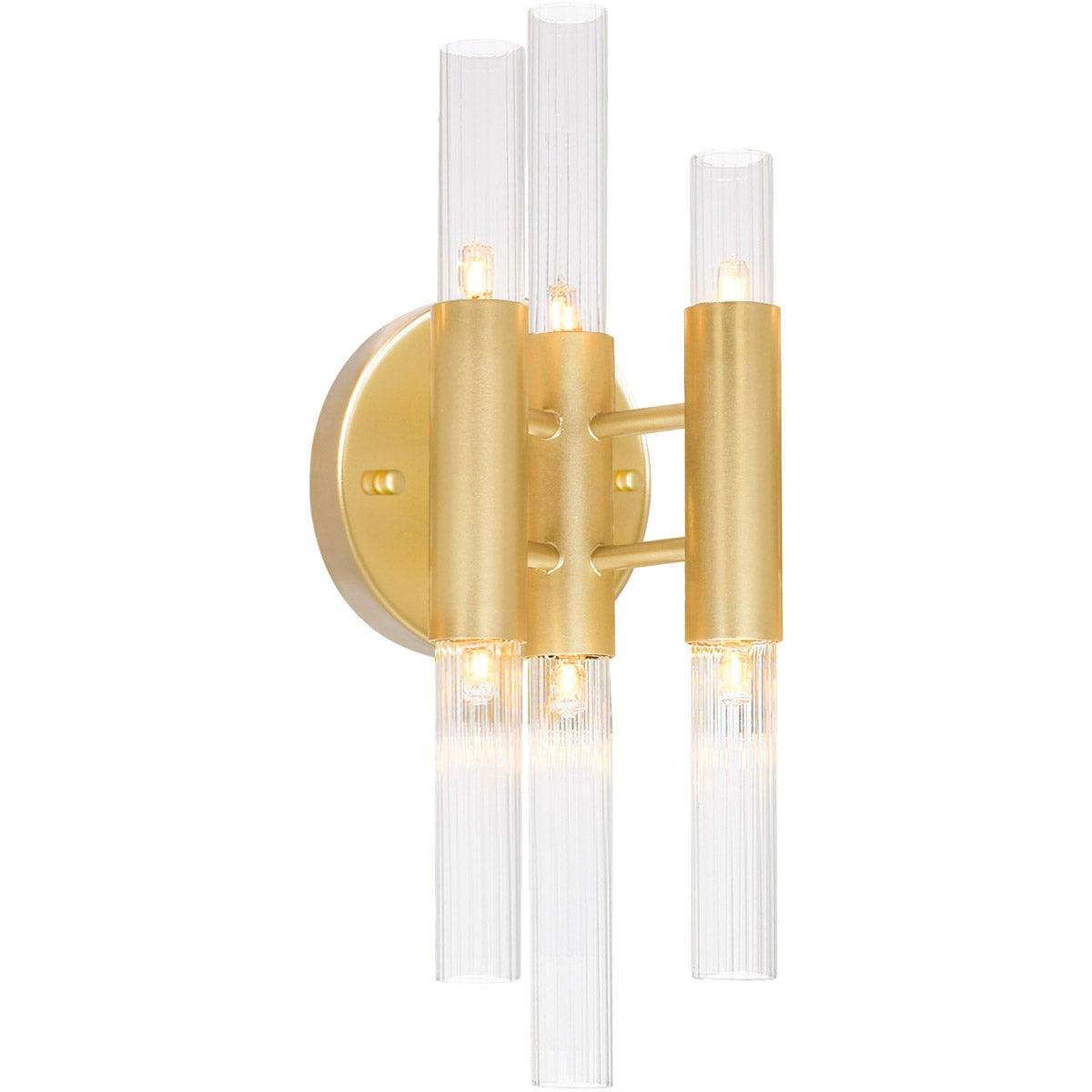 Satin Gold with Clear Glass Tube Wall Sconce - LV LIGHTING