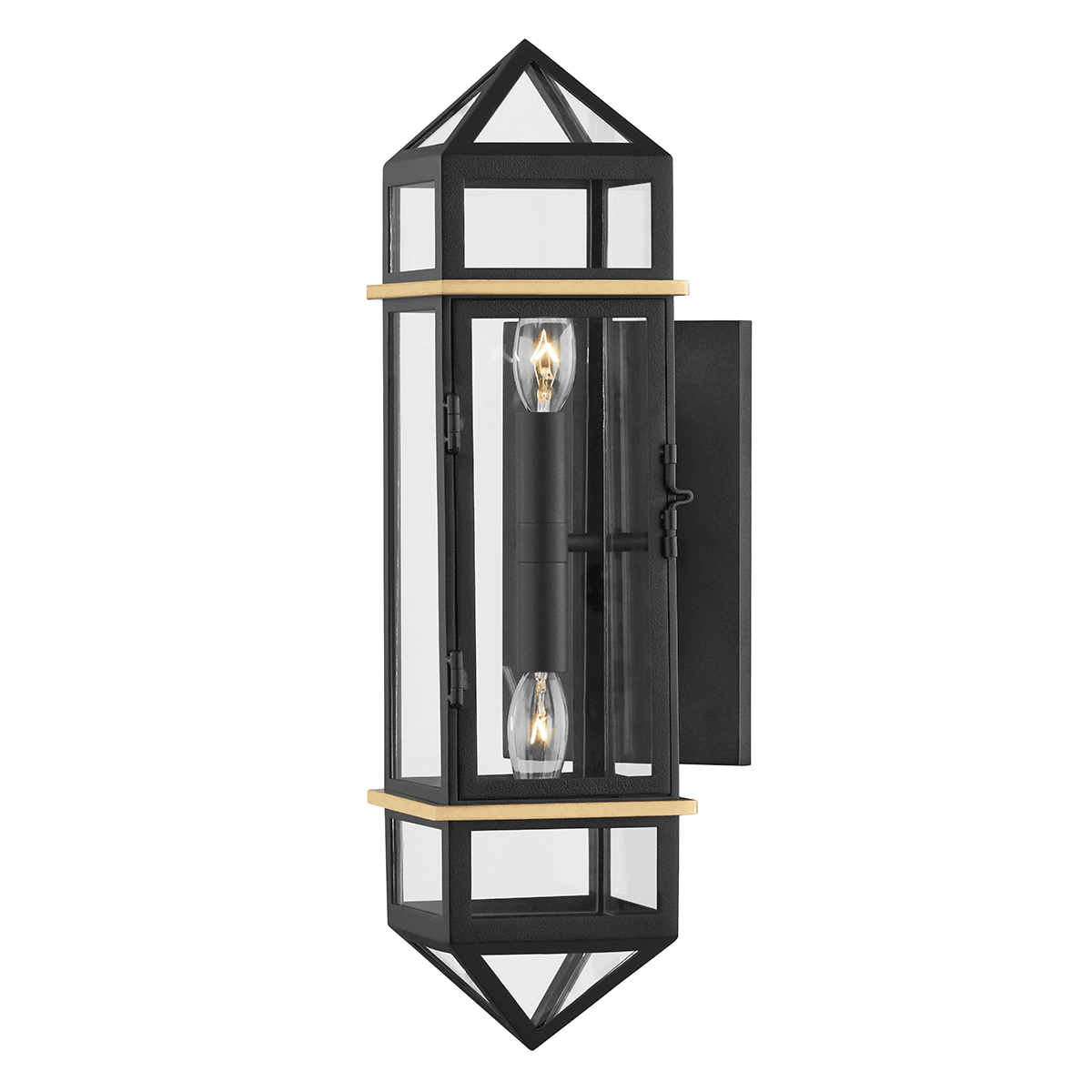Aged Brass and Black with Clear Glass Shade Wall Sconce - LV LIGHTING
